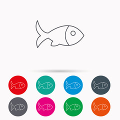 Fish icon. Seafood sign. Vegetarian food symbol.