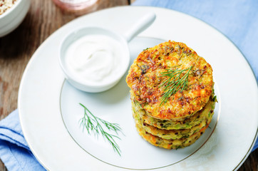 Quinoa Zucchini feta dill fritters
