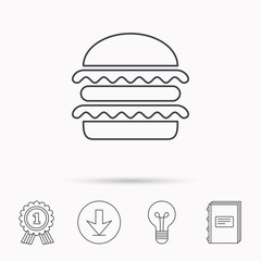Hamburger icon. Fast food sign.