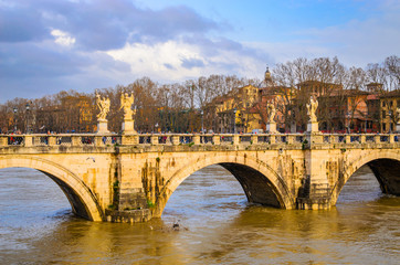 Castel Sant Angelo and Bridge of Angles, Rome, Italy