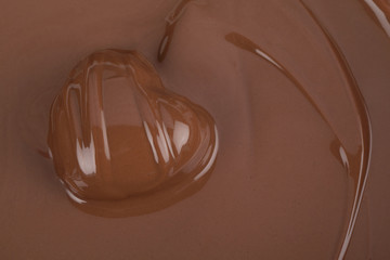 melted chocolate with heart shape