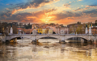 Obraz premium Castel Sant Angelo and Bridge of Angles, Rome, Italy