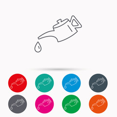 Motor oil icon. Fuel can with drop sign.