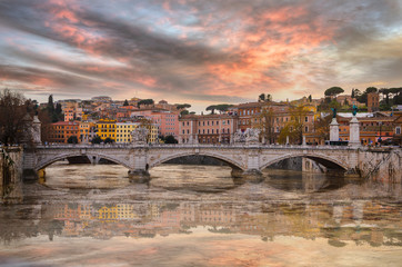 Castel Sant Angelo and Bridge of Angles, Rome, Italy