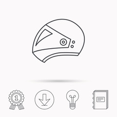 Motorcycle helmet icon. Biking sport sign.