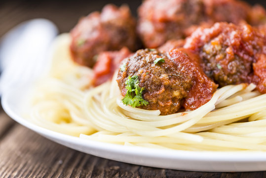 Fresh Made Spaghetti With Meatballs And Sauce