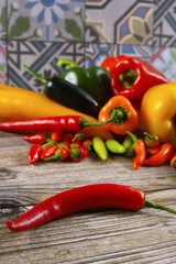 Mexican hot chili peppers colorful mix paprika poblano serrano j