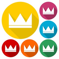 Crown icons set with long shadow