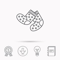 Socks icon. Baby underwear sign.