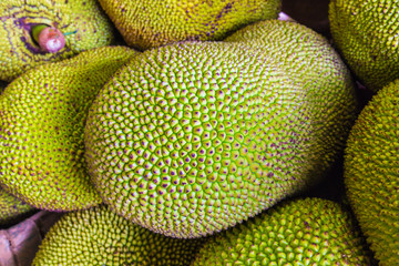 Jackfruit at tropical produce market - obrazy, fototapety, plakaty