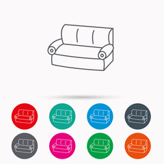 Sofa icon. Comfortable couch sign.