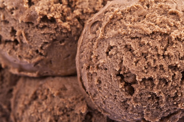 close-up of a scoop of chocolate ice cream