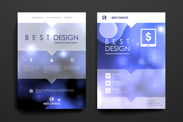 Set of brochure, poster design templates in neon molecule structure style