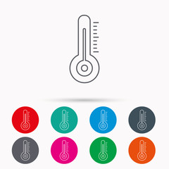 Thermometer icon. Weather temperature sign.