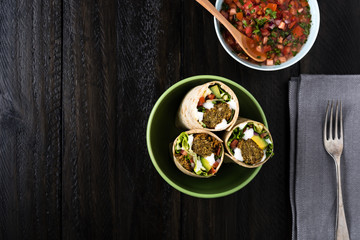 Vegetarian falafel wraps