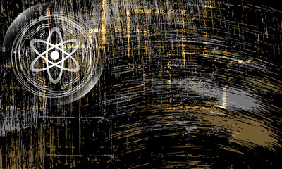 Vector abstract scratched background and science symbol