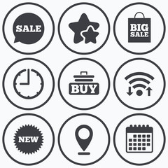 Sale speech bubble icon. Buy cart symbol