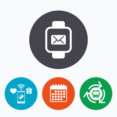 Smart watch sign icon. Wrist digital watch.