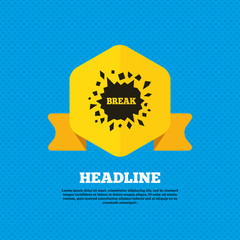 Fototapeta premium Break it. Cracked hole icon. Smashed wall.