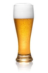 Glass of beer on white