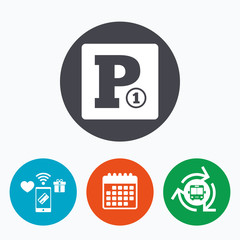 Obraz premium Paid parking sign icon. Car parking symbol.