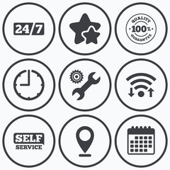 Repair fix tool icons. Customer service signs.