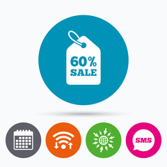 60 percent sale price tag sign icon.