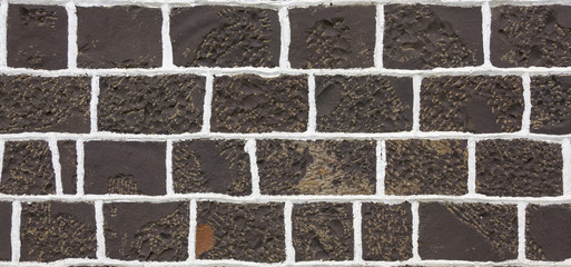 Stone Wall with White Cement