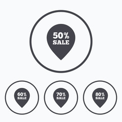 Sale pointer tag icons. Discount symbols.