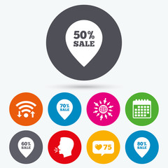 Sale pointer tag icons. Discount symbols.