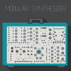 Modular synthesizer in suitcase format. Vector illustration.