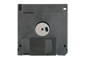 Obraz premium Black floppy disk on white background