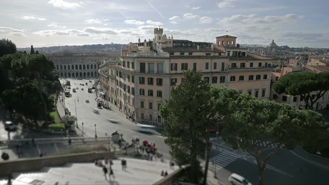 Italy Rome Plaza Venetzia time lapse