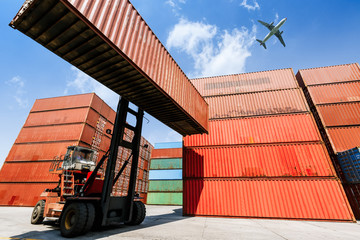 forklift handling container box loading for logistic