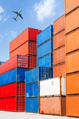 Fototapeta premium industrial port with containers