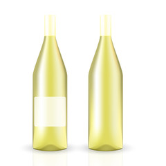 VECTOR PACKAGING: 3D SET of wine bottle on isolated white background. Mock-up template ready for design