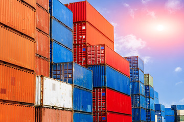 Fototapeta premium industrial port with containers