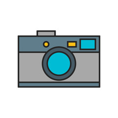 Photo camera, flat color icon isolated on white background. Vector