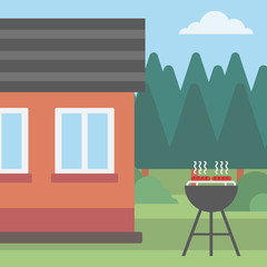 Background of the house with barbecue.
