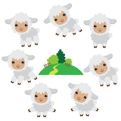 Obraz na płótnie Canvas Cute sheep vector illustration 