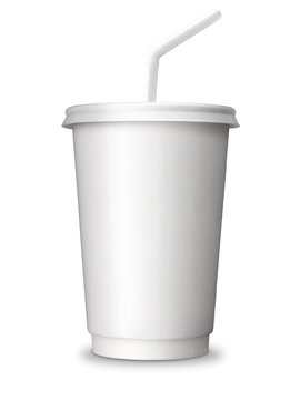 paper cup for soft drink, juice, soda with blank space