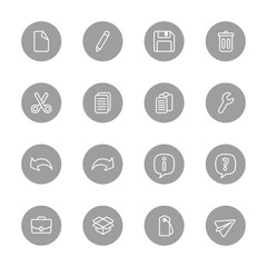line web icon set on gray circle for web design, user interface (UI), infographic and mobile application (apps)