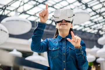 Woman wearing virtual reality glasses
