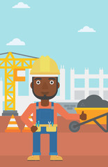 Builder showing thumbs up.