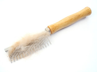 Wooden comb with metal prongs