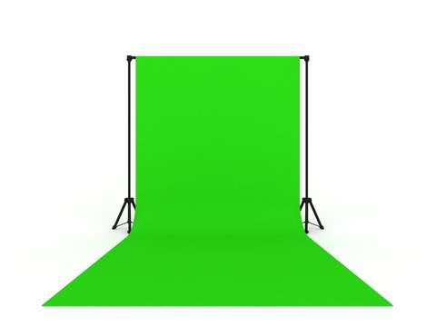 Photo Studio with Green Screen a isolated on white background 