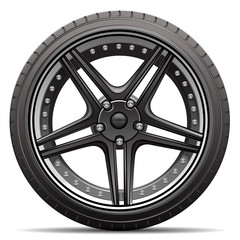 Obraz premium Car tire wheel isolated vector illustration.