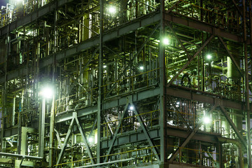 Steelworks Industrial building at night