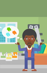 Man choosing paint color.