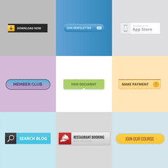 Web Button Collection with different style and variation